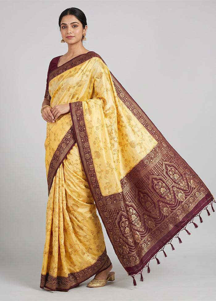 Cream Dupion Silk Saree With Blouse Piece