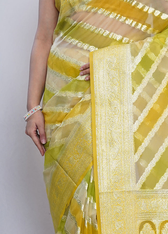 Multicolor Organza Saree With Blouse Piece