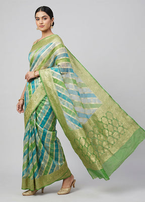 Multicolor Organza Saree With Blouse Piece