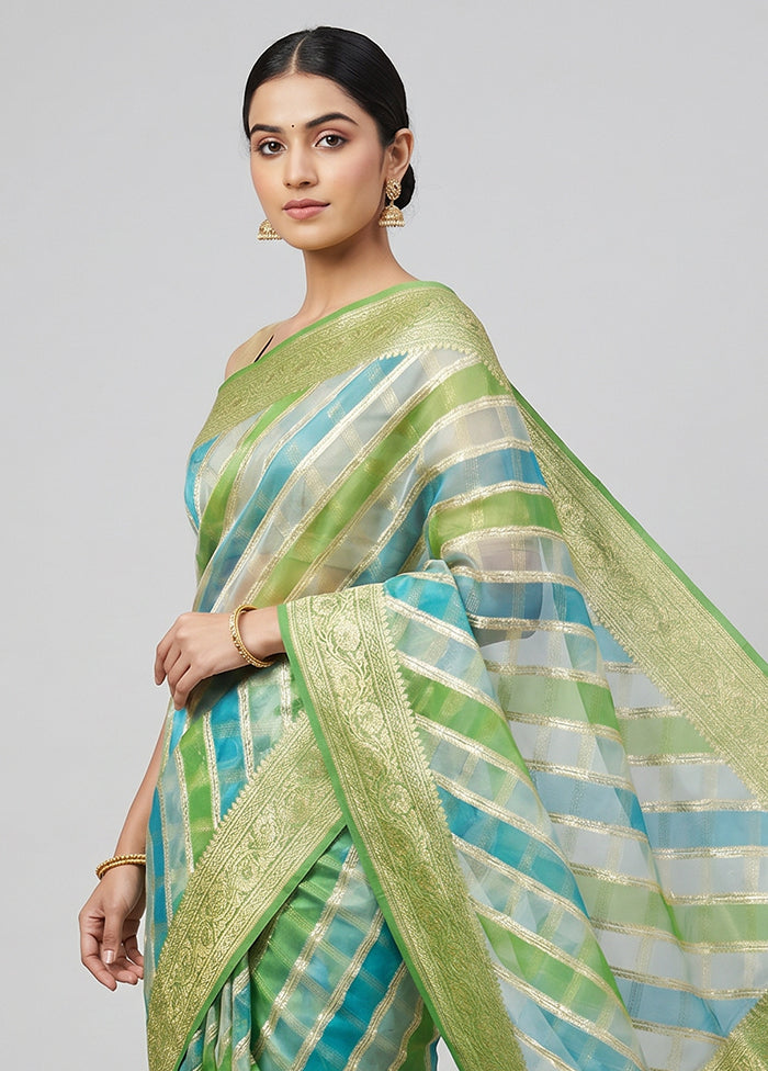 Multicolor Organza Saree With Blouse Piece