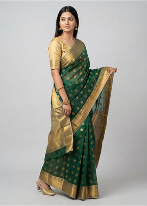 Green Kanjivaram Silk Saree With Blouse Piece