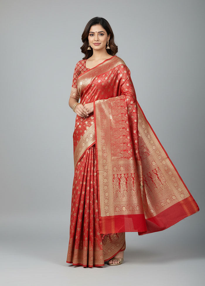 Pink Tanchoi Silk Saree With Blouse Piece