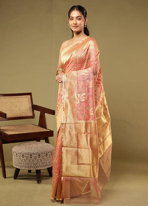 Pink Net Saree With Blouse Piece