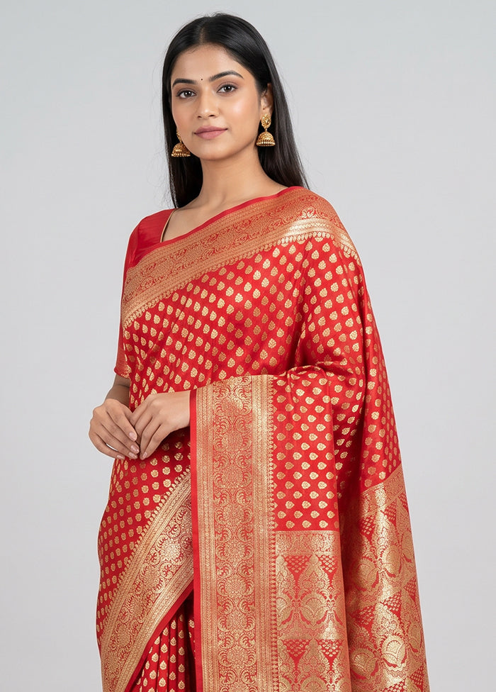 Pink Banarasi Silk Saree With Blouse Piece
