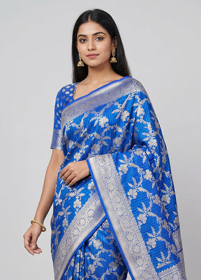 Blue Handloom Uppada Pure Silk Saree With Blouse Piece