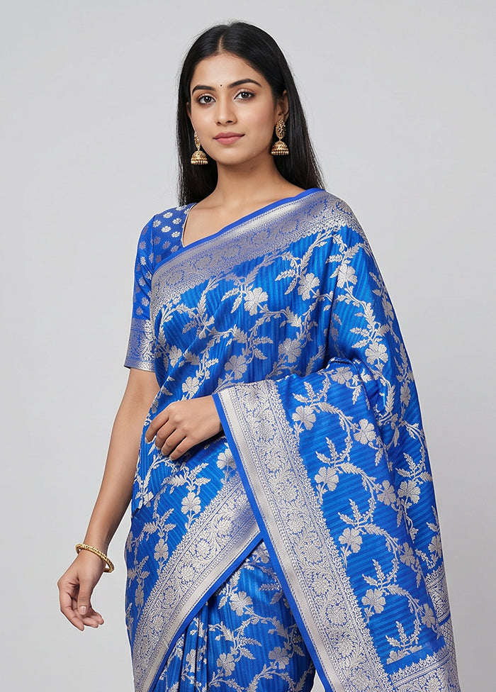 Blue Handloom Uppada Pure Silk Saree With Blouse Piece