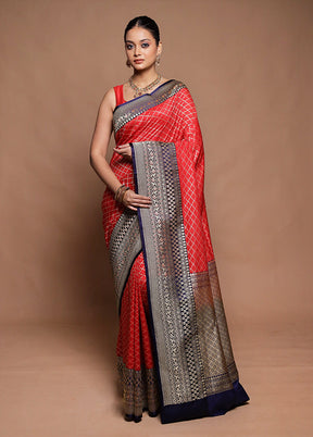 Red Uppada Silk Saree With Blouse Piece