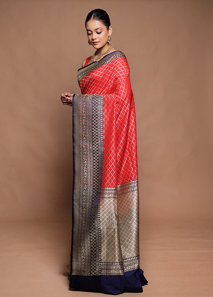 Red Uppada Silk Saree With Blouse Piece