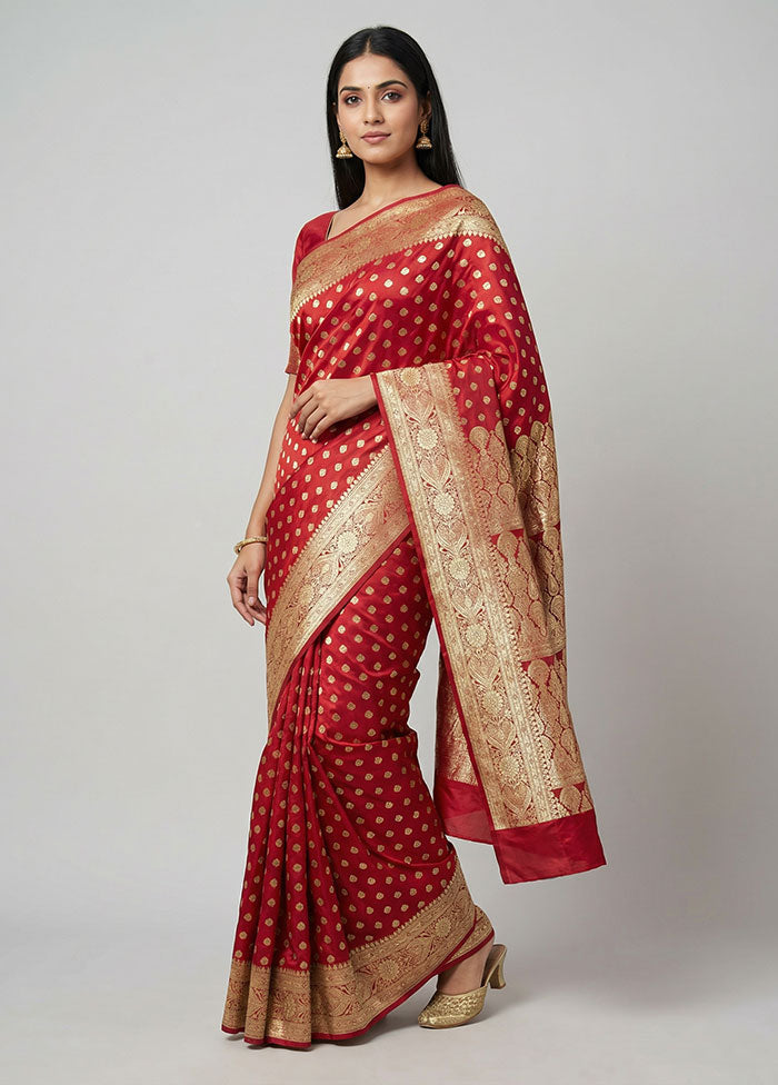 Pink Banarasi Silk Saree With Blouse Piece