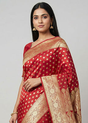 Pink Banarasi Silk Saree With Blouse Piece