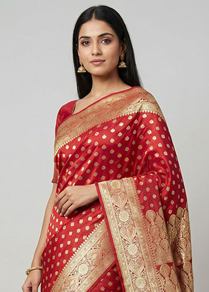 Pink Banarasi Silk Saree With Blouse Piece