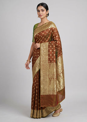 Maroon Banarasi Silk Saree With Blouse Piece