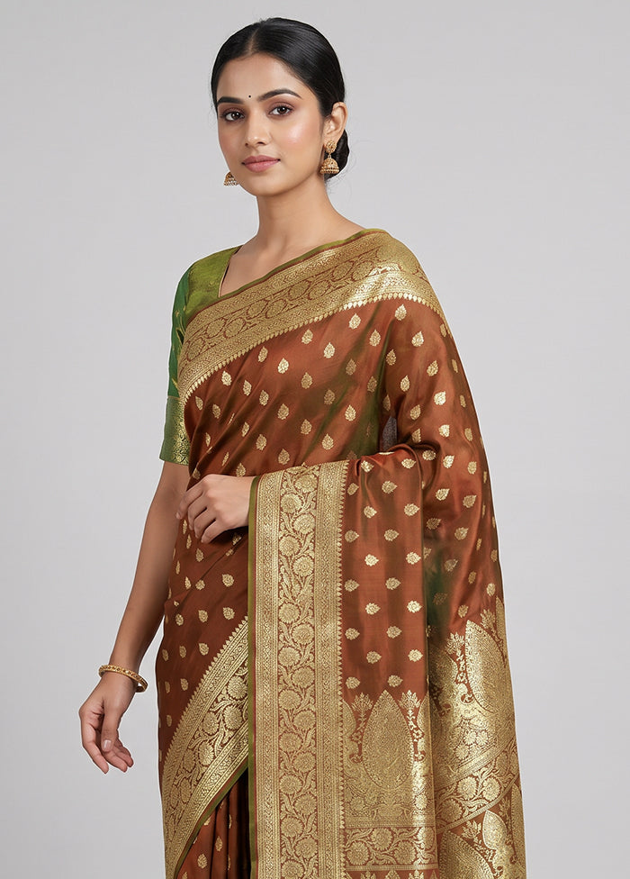Maroon Banarasi Silk Saree With Blouse Piece