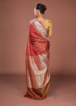 Pink Tanchoi Silk Saree With Blouse Piece