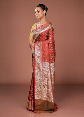 Pink Tanchoi Silk Saree With Blouse Piece