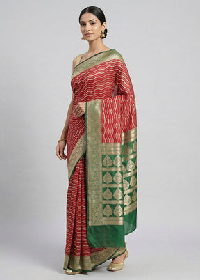 Red Organza Saree With Blouse Piece