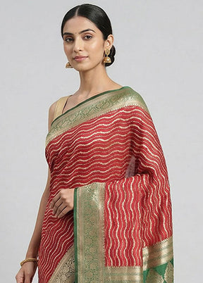Red Organza Saree With Blouse Piece