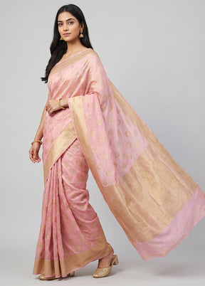 Pink Organza Saree With Blouse Piece