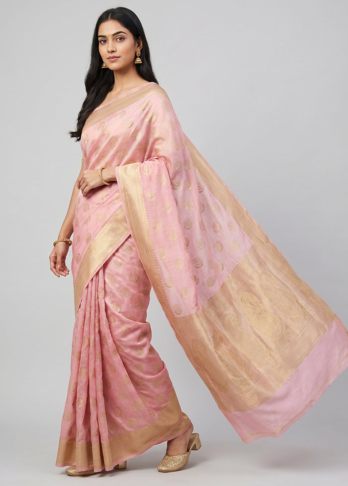 Pink Organza Saree With Blouse Piece