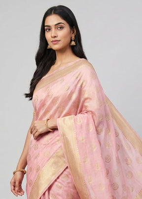 Pink Organza Saree With Blouse Piece