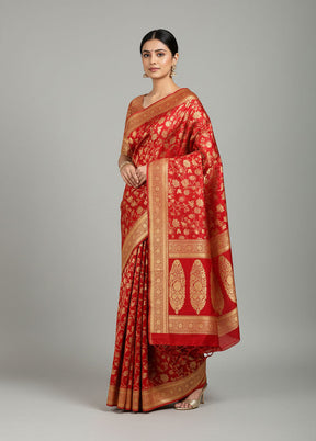 Red Uppada Silk Saree With Blouse Piece