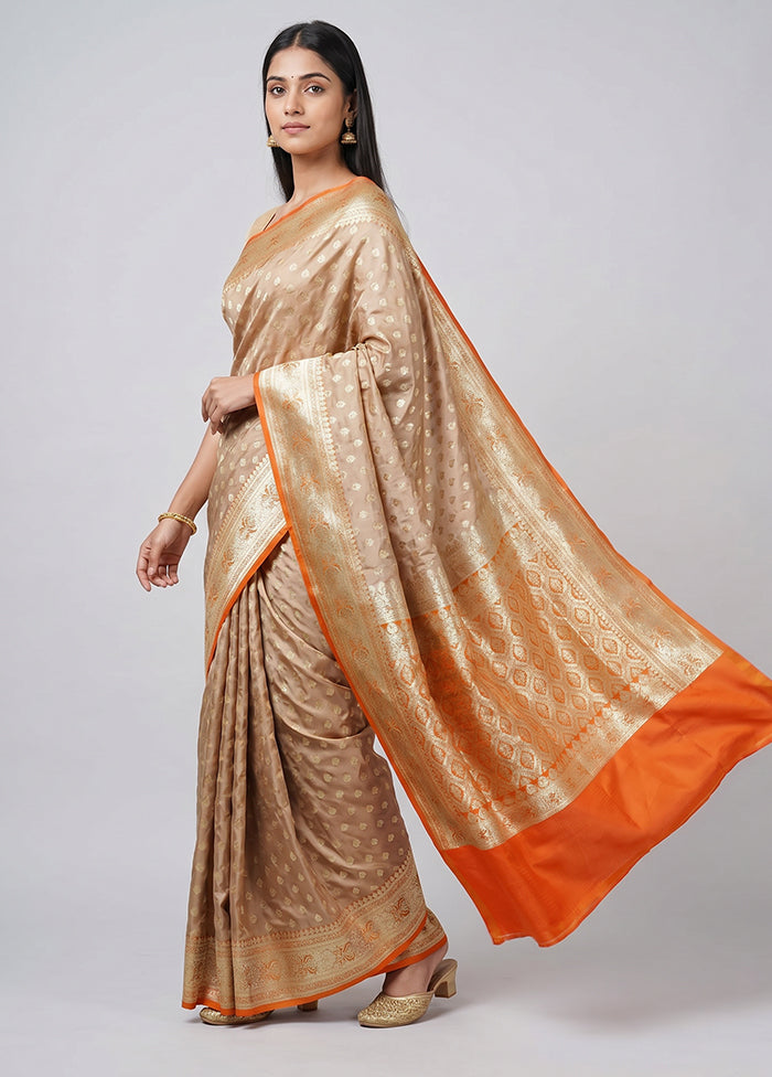 Cream Tanchoi Silk Saree With Blouse Piece