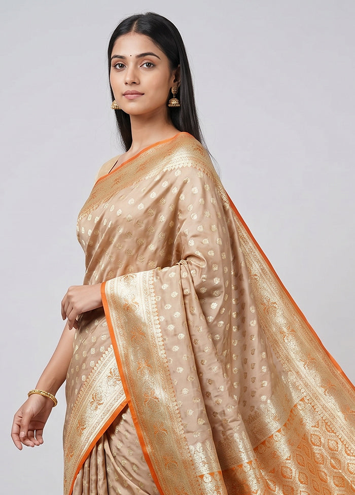 Cream Tanchoi Silk Saree With Blouse Piece