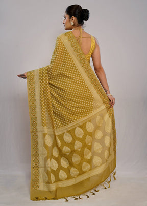 Green Cotton Saree With Blouse Piece