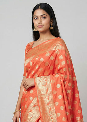 Pink Handloom Banarasi Pure Silk Saree With Blouse Piece