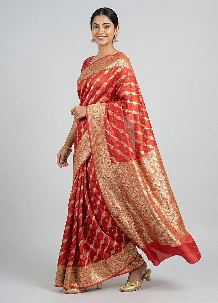 Pink Banarasi Silk Saree With Blouse Piece