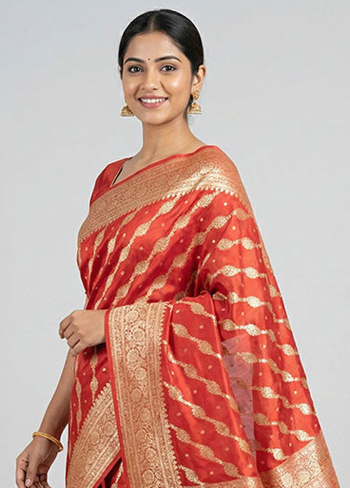 Pink Banarasi Silk Saree With Blouse Piece