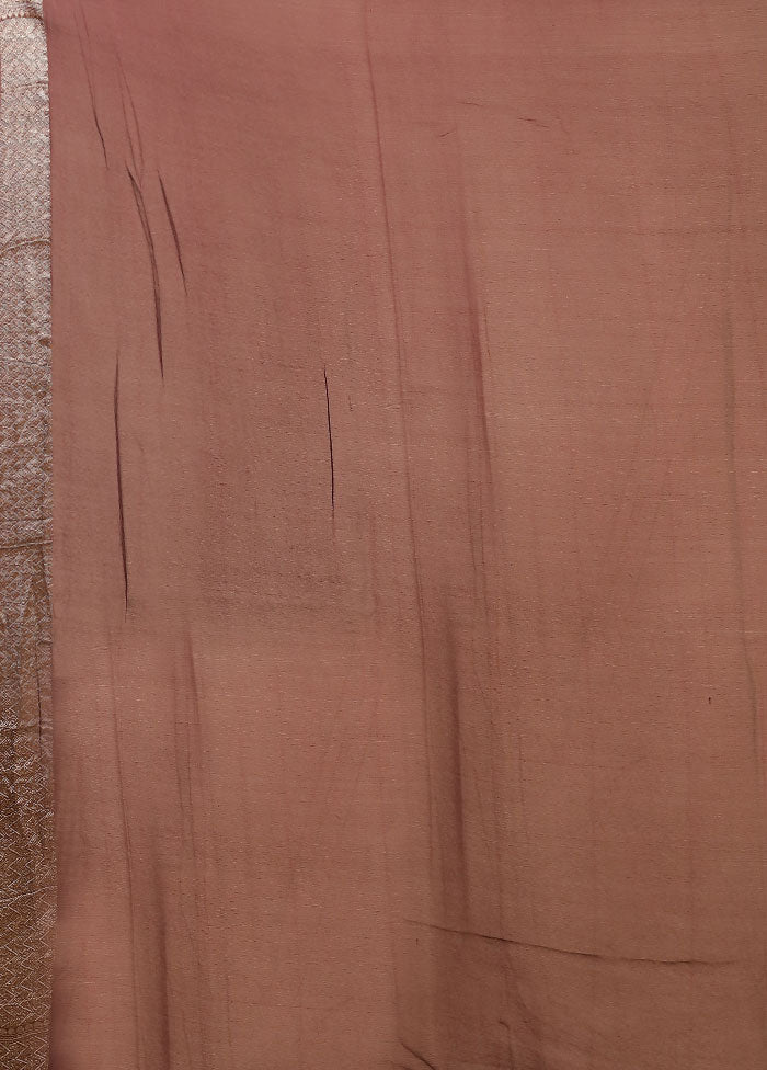 Brown Handloom Pure Georgette Saree With Blouse Piece
