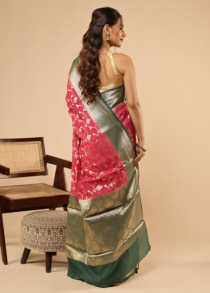 Pink Pure Cotton Saree With Blouse Piece