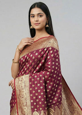 Purple Banarasi Silk Saree With Blouse Piece