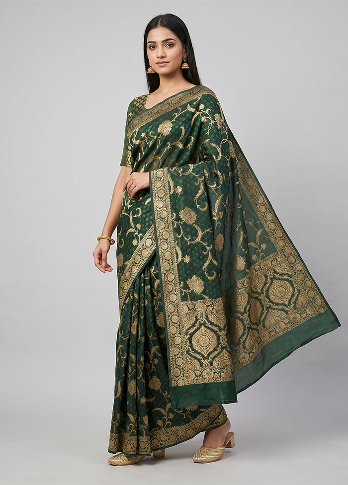 Green Georgette Saree With Blouse Piece