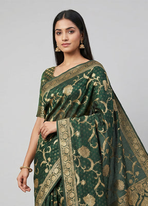 Green Georgette Saree With Blouse Piece