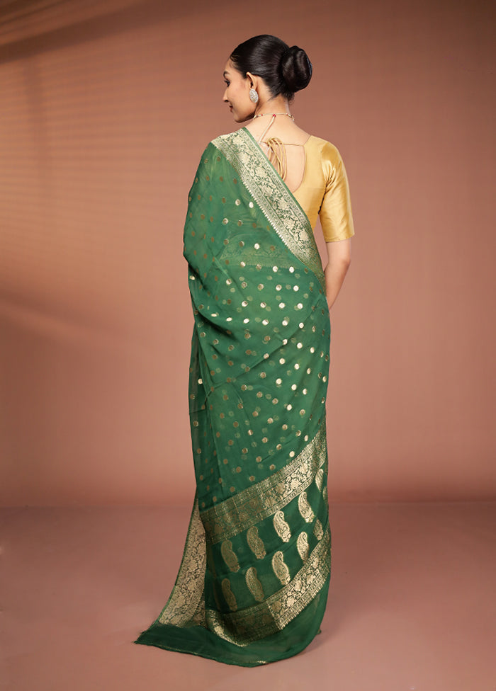 Green Georgette Saree With Blouse Piece