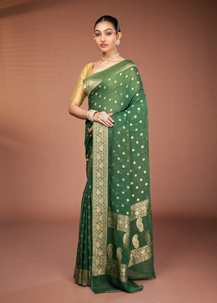 Green Georgette Saree With Blouse Piece
