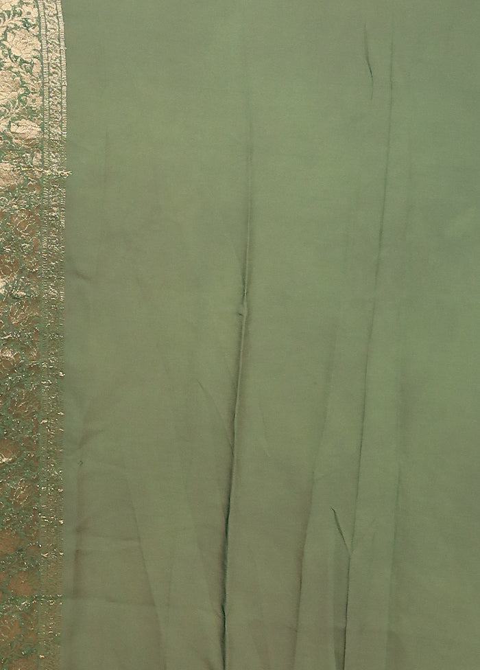 Green Georgette Saree With Blouse Piece