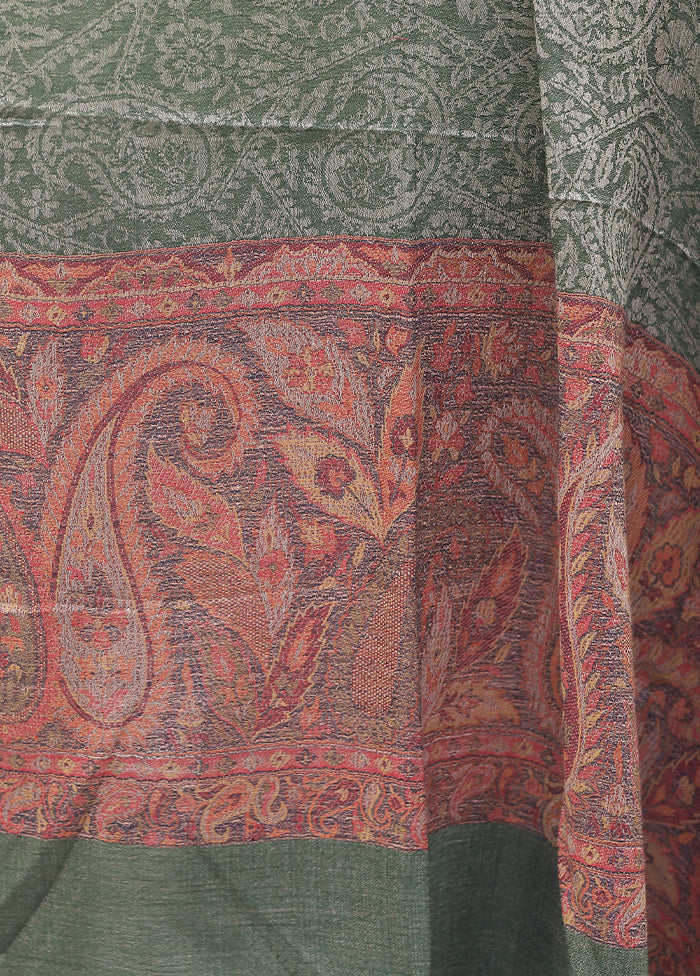Brown Woolen Zari Woven Work Shawl