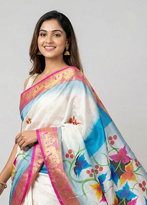 Multicolor Printed Silk Saree Without Blouse Piece