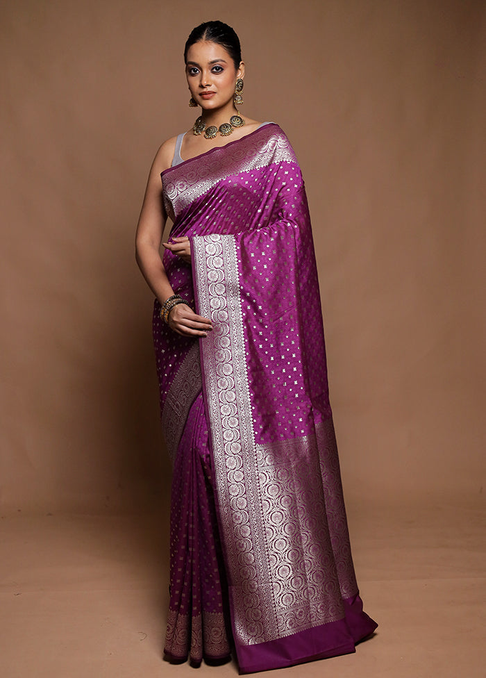 Purple Uppada Silk Saree With Blouse Piece