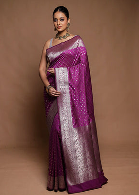 Purple Uppada Silk Saree With Blouse Piece