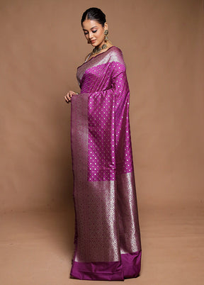 Purple Uppada Silk Saree With Blouse Piece
