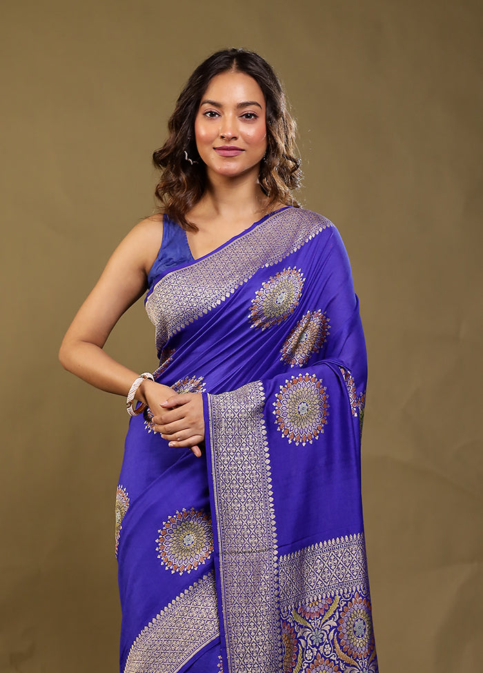 Blue Handloom Pure Georgette Saree With Blouse Piece