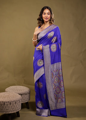 Blue Handloom Pure Georgette Saree With Blouse Piece