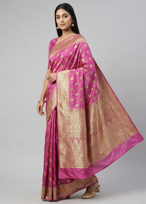 Purple Banarasi Silk Saree With Blouse Piece