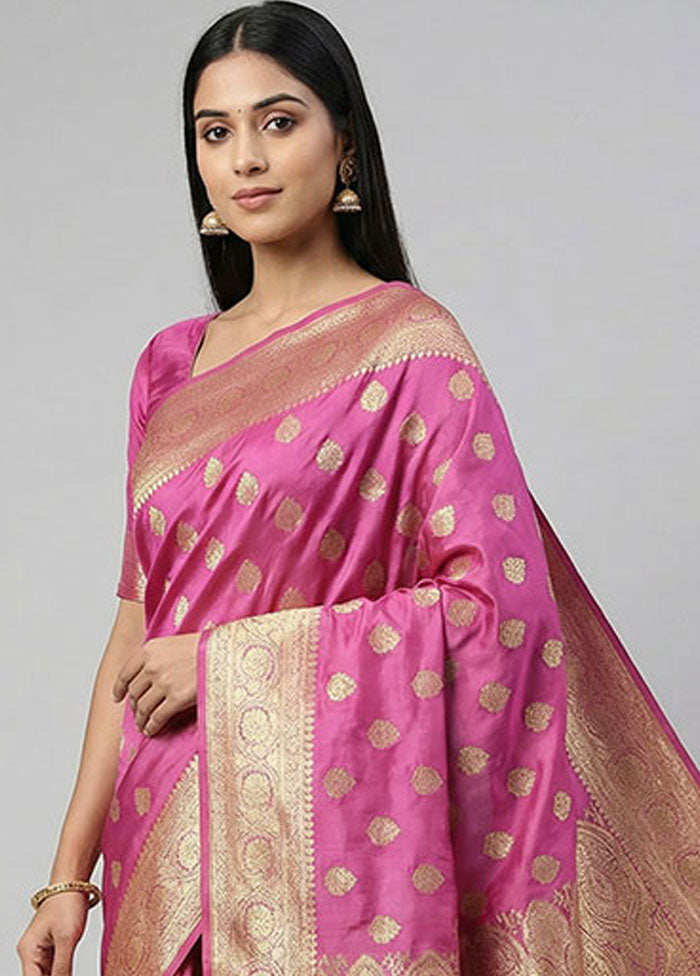 Purple Banarasi Silk Saree With Blouse Piece