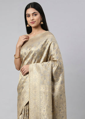 Multicolor Jamewar Silk Saree With Blouse Piece