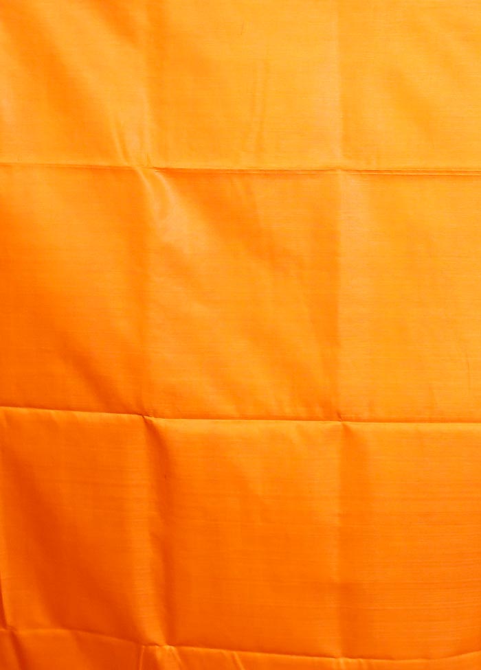 Orange Handloom Tussar Pure Silk Saree With Blouse Piece